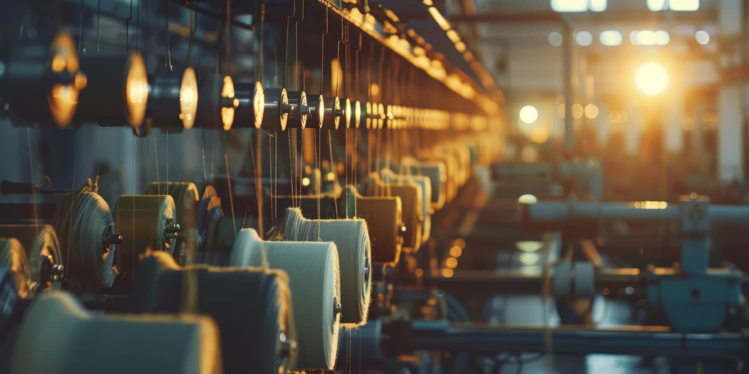 Threads on an industrial loom
